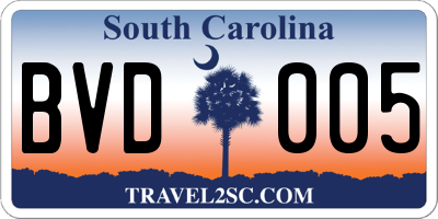 SC license plate BVD005
