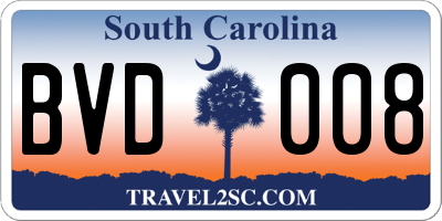 SC license plate BVD008