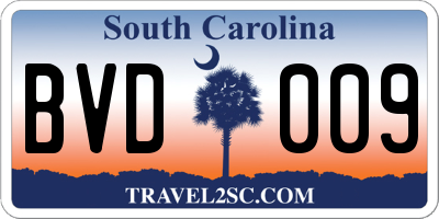 SC license plate BVD009