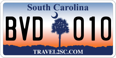 SC license plate BVD010