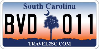 SC license plate BVD011