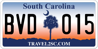 SC license plate BVD015