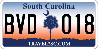 SC license plate BVD018
