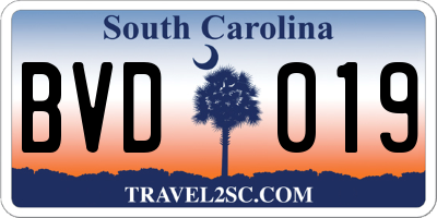 SC license plate BVD019