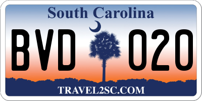 SC license plate BVD020