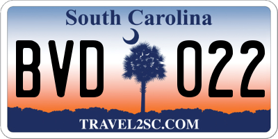 SC license plate BVD022