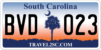 SC license plate BVD023