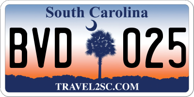 SC license plate BVD025