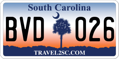 SC license plate BVD026