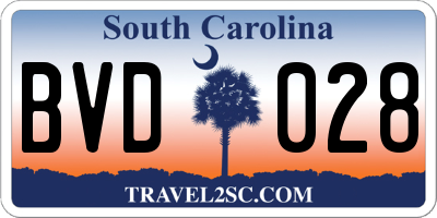 SC license plate BVD028