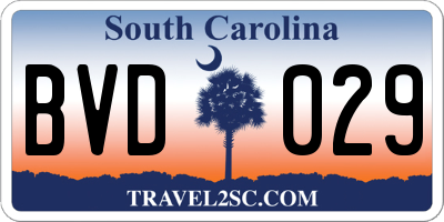 SC license plate BVD029