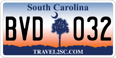 SC license plate BVD032
