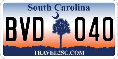 SC license plate BVD040