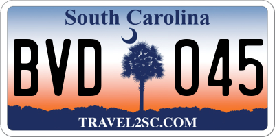 SC license plate BVD045