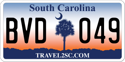 SC license plate BVD049
