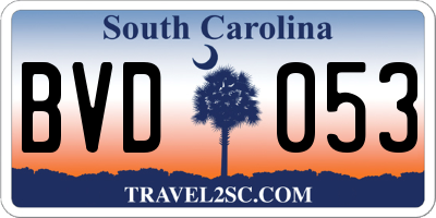 SC license plate BVD053