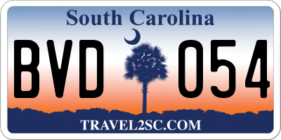 SC license plate BVD054