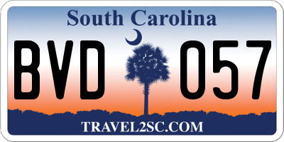 SC license plate BVD057