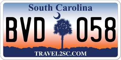 SC license plate BVD058