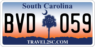 SC license plate BVD059