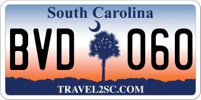 SC license plate BVD060