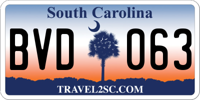 SC license plate BVD063