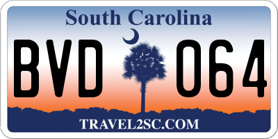 SC license plate BVD064