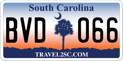 SC license plate BVD066