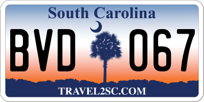 SC license plate BVD067
