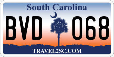SC license plate BVD068