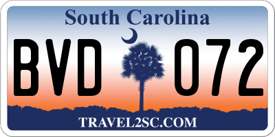 SC license plate BVD072