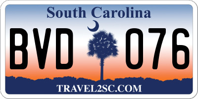 SC license plate BVD076