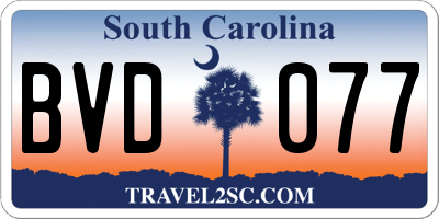 SC license plate BVD077