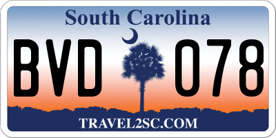 SC license plate BVD078