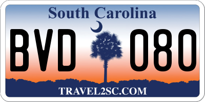 SC license plate BVD080