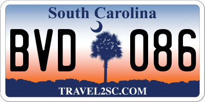 SC license plate BVD086