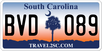 SC license plate BVD089