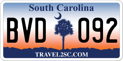 SC license plate BVD092