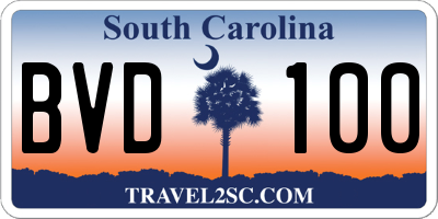 SC license plate BVD100
