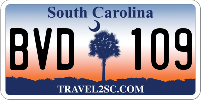 SC license plate BVD109
