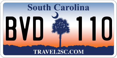SC license plate BVD110