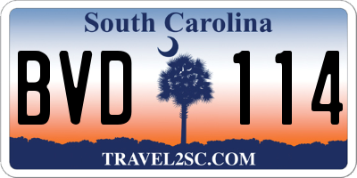 SC license plate BVD114