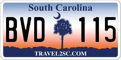 SC license plate BVD115