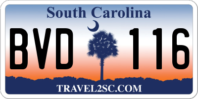 SC license plate BVD116