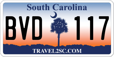 SC license plate BVD117
