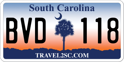 SC license plate BVD118