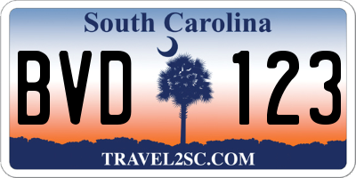SC license plate BVD123