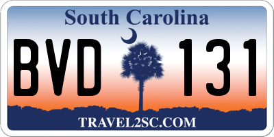 SC license plate BVD131