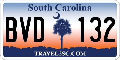 SC license plate BVD132