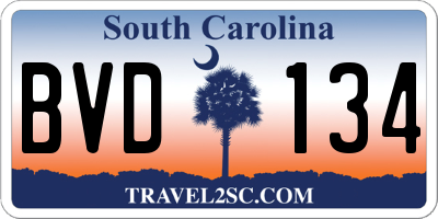 SC license plate BVD134
